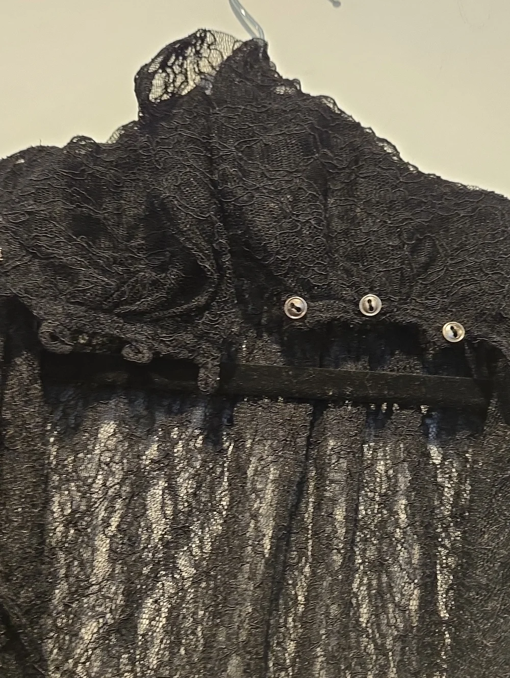 Free People Black Lace Crop Top Bell Sleeve Keyhole Back Whimsigoth Boho XS